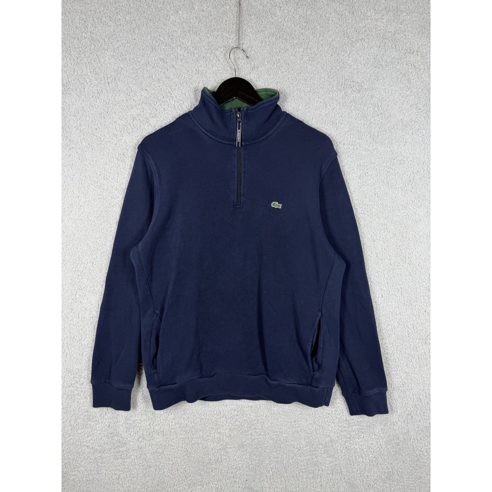 Lacoste Sweater Size 7 Mens 2XL Navy Blue Quarter‎ Zip Pullover Crocodile Logo